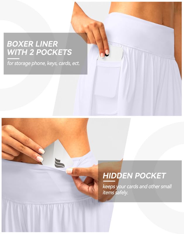Soothfeel Falda de natación de cintura alta para mujer, pantalones cortos de 3 pulgadas, traje de baño fluido para mujer, con bolsillos, UPF 50+