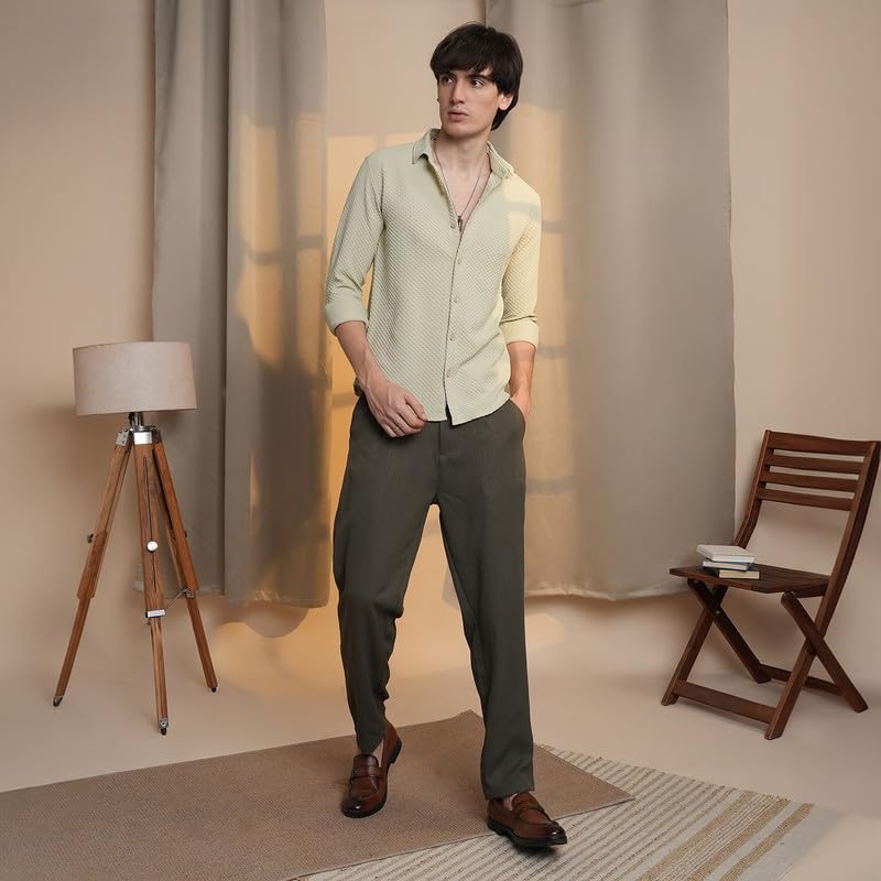 Image of CAHOOT Men's Solid Utility Shirt | Casual Wear | Spread Collar | Long Sleeve | Button Closure | Shirt Crafted with Comfort Fit for Everyday Wear
