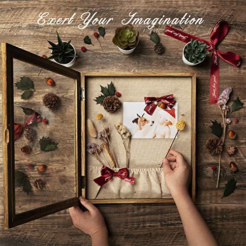 Emfogo 12x14 Shadow Frame Box Display for Pin with Linen Back Large Wooden Memory Box for Keepsakes Baby Wedding Photo Memorabilia Awards (Carbonized Black) - Thumbnail 3