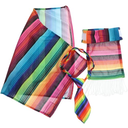 Disfraz Poncho Mexicano Multicolor para Perro Pequeño