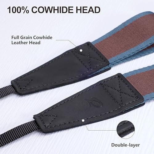 Image of Padwa Lifestyle Adjustable Camera Strap - 1.5 inch Top Layer Cowhide Head Camera Straps for Photographers, Cotton Adjustable Neck Shoulder & Crossbody Strap Quick Release for All Cameras and Binoculars