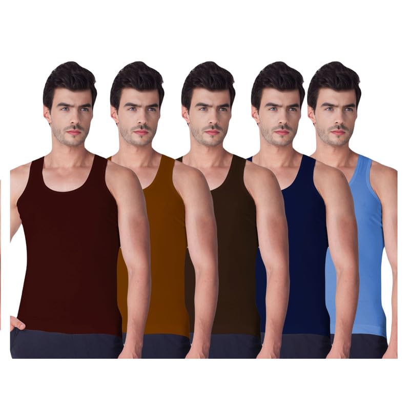 Image of INNERO Men's Color Vest | Cotton Sleevless Round Neck Vest, Baniyan, Ganji, Undershirt