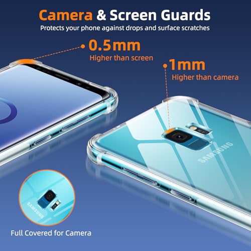 Yxnvixn Clear Case for Samsung Galaxy S9 Case,Advanced Airbag Drop Protection Cover,Anti-Yellowing Anti-Scratch Transparent Soft Shockproof TPU Bumper Phone Case for Samsung S9 5.8 Inch Crystal Clear