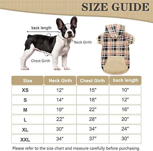 Expawlorer Plaid Dog Hoodie - British Style Soft And Warm Dog Sweater With Leash Hole, Hooded Cold Weather Clothes, Dog Sweatshirt, Outfits, Winter Coat For Small Medium Large Dogs #TOP1