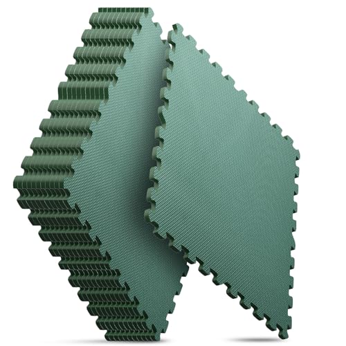 Image of Home Gym Mat, Puzzle Exercise Mat, EVA Interlocking Foam Floor Tiles for Home Workout Equipment and Kids' Play Areas - Blue, 24 in x 24 in x in - (Green, 12 Pack (48 SQ FT))