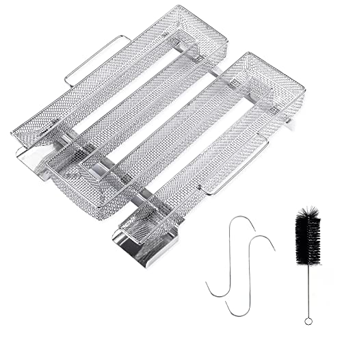 KATELUO Générateur de Fumée Froide,Fumoir en Acier Inoxydable,Générateur de Fumée pour Fumoir Avec Poignées,Avec 2 Crochets à Viande et 1 Brosse de Nettoyage,pour Four à Fumer,Grill,Repas à Fumer (A) Cover