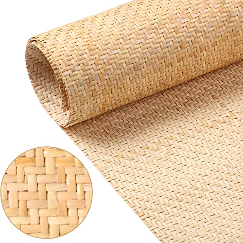 Wesiti 14x 59 Natural Cane Webbing V Shape Rattan Webbing Roll for Caning Projects Woven Mesh Cane Rattan Material Sheet for Furniture Chair Cabinet Ceiling Bed Basket Door Brown
