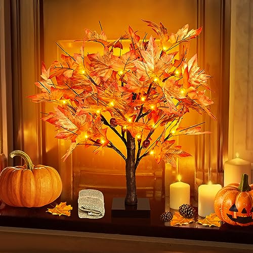 FastDeng-15ft-Lighted-Maple-Tree-Artificial-Fall-Tree-Light-Timer-36-LED-Light-72-Leaves-6-Acorns-Autumn-Tabletop-Tree-Battery-Operated-for-Indoor-Fall-Harvest-Home-Decor-Thanksgiving-Decoration FastDeng 15ft Lighted Maple Tree Artificial Fall Tree Light Timer 36 LED Light 72 Leaves 6 Acorns Autumn Tabletop Tree Battery Operated for Indoor Fall Harvest Home Decor Thanksgiving Decoration