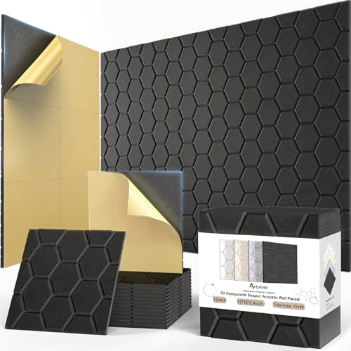 ArtVivid 12Pack Acoustic Panels, Honeycomb Sound Proof Foam Panels for Wall
