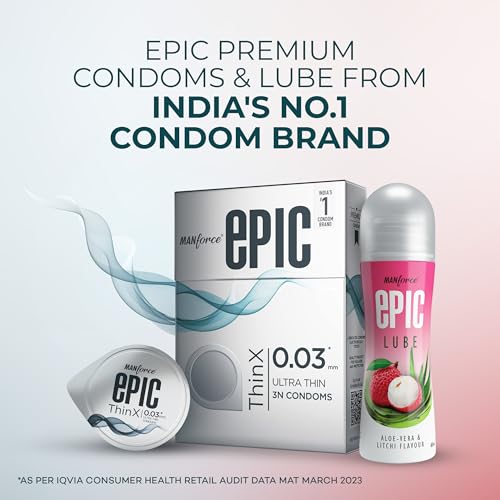 Image of Manforce Epic ThinX Condoms 3 Units with Epic Aloe-Vera & Litchi Lube| 0.03mm Ultra Thin Condoms| Water-based Lube