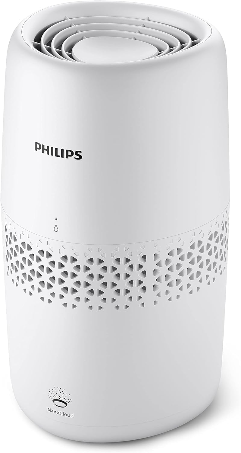 Philips Serie 2000 Humidificador de aire, Tecnología NanoCloud, Depósito 2L, Para Habitaciones de hasta 31㎡, Modo Silencioso, Blanco (HU2510/​10)