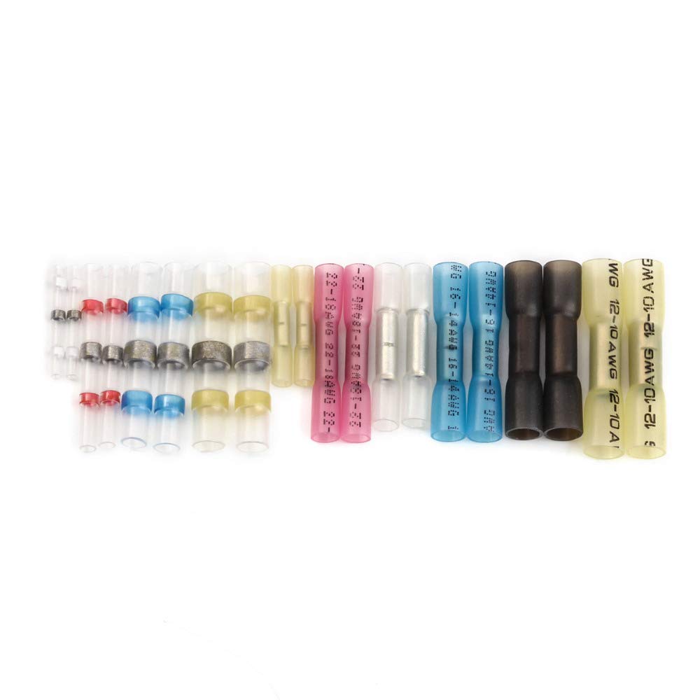 ZDVHOMCB 200PCS Waterproof Insulated Heat Shrink Butt Wire Connector Crimp Terminals Soldered Terminal Sleeve Splice Terminal connectors