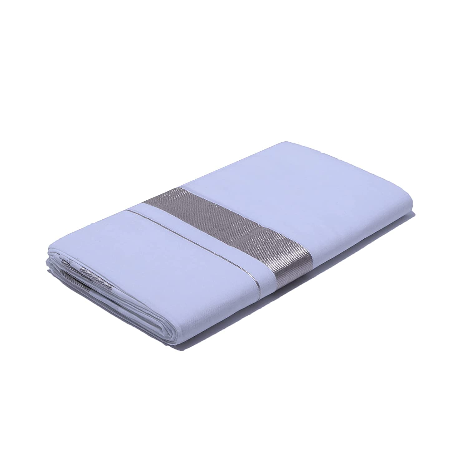 ragini V Men's Soft Cotton Dhoti with Silver Border 4mt-picture-16