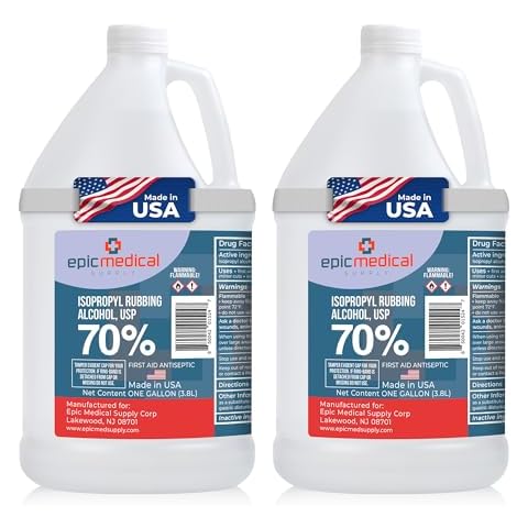 Epic Medical Supply Isopropyl Rubbing Alcohol 70% USP, 1 Gallon, Multipurpose First Aid Antiseptic for Minor Wounds, Cuts, and Scrapes (2) Cover