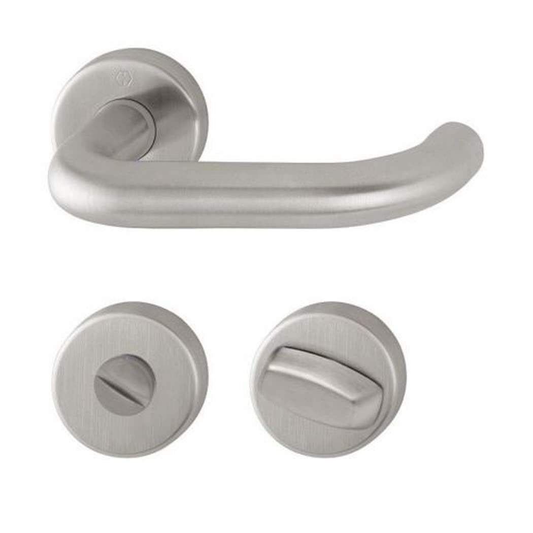 Maniglia Hoppe Paris Con WC Per Porte 37-42 Mm | Acciaio Inox, Rosette In Plastica Con Molla