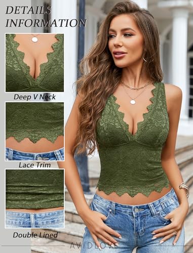 Image of Avidlove Lace Tank Tops for Women Summer Going Out Tops Y2k Sexy Lace Top