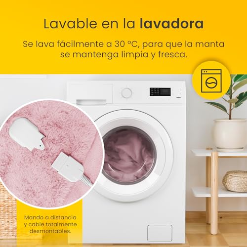 Miniatura 6 de Cosi Home Manta Electrica Termica Premium Ultra Suave, 9 Niveles De Calor, Temporizador, Mando Extraible, Lavable En Lavadora, 180 X130 Cm Rosa