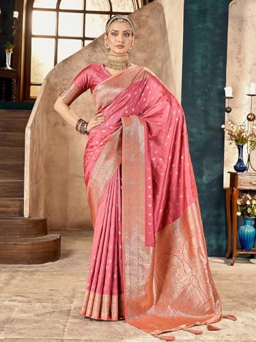 Image of Mehrang Women's Pure Kanjivaram Silk Saree Banarasi Silk Wedding Sarees for Women with Blouse Piece