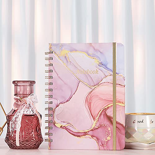 Spiral-NotebookJournal-Lined-NotebookJournal-with-Premium-Thick-Paper-63-x-84-Twin-Wire-Binding-Elastic-Closure-Inner-Pocket-128-Pages64-Sheets-Perfect-for-College-Office-Home