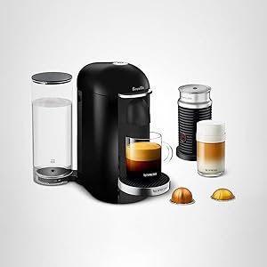Nespresso Vertuo Plus Deluxe Coffee and Espresso Maker by Breville, Piano Black with Aeroccino Milk Frother