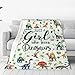Dinosaur Blanket for Kids Boys Girls, Just A Girl Who Loves Dinosaurs Throw Blanket Dino Comfy Sheet Jurassic Animal Lovers Fans Gifts,Suitable for Sofa, Bed, Camping, Travel All Seasons,40