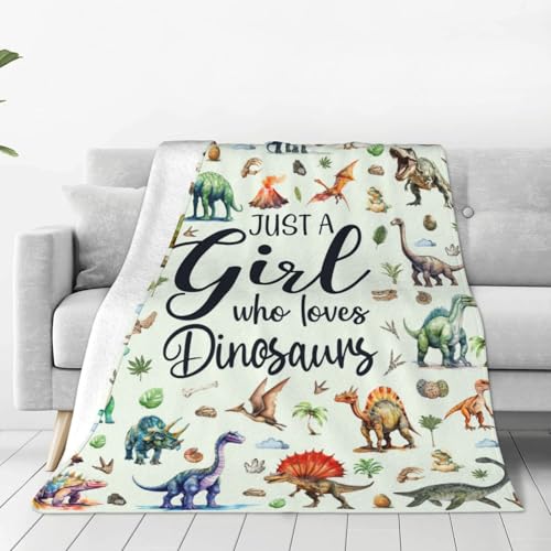 Dinosaur Blanket for Kids Boys Girls, Just A Girl Who Loves Dinosaurs Throw Blanket Dino Comfy Sheet Jurassic Animal Lovers Fans Gifts,Suitable for Sofa, Bed, Camping, Travel All Seasons,40"x50" by Generic - Image 3