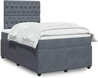 Boxspringbett mit Matratze Dunkelgrau 120x200 cm Samt Polsterbett mit höhenverstellbarem Kopfteil und LED-Beleuchtung für erholsamen Schlaf in modernem Design