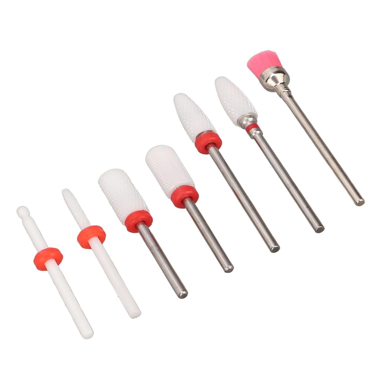 7Pcs Set Nail Drill Bits Set with Grinding Head Holder, Professional Ceramic Display Manicure Pedicure Bits, Acrylic Gel Nails Cuticle Manicure Pedicure