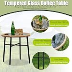 Homsido 3-Piece Outdoor Rattan Patio Furniture Set, Bohemian Simple Wicker Patio Chair Conversation Indoor Sets with Coffee Table and Waterproof Cushion