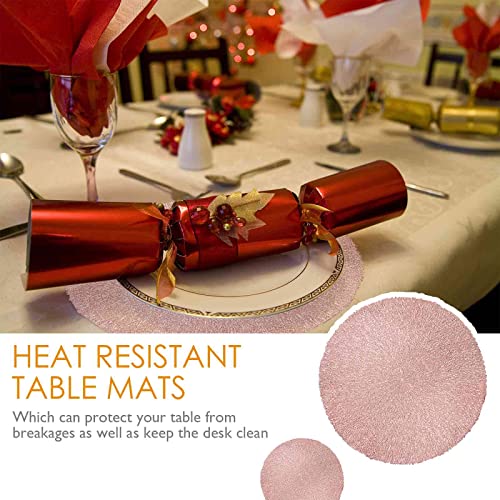 GIVERARE Placemats Set of 4, Round Heat-Resistant Vinyl Placemat, 15 inch Non-Slip Washable PVC Table Mat, Easy to Clean Premium Plastic Mats for Dining, Kitchen Table (Bright Pink) by GIVERARE - Used condition - Image 3