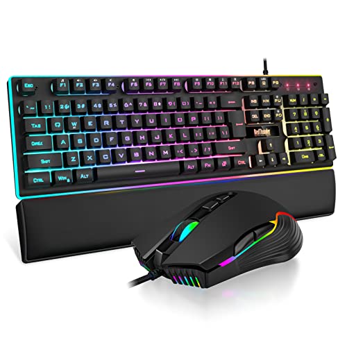 RedThunder K10 Wired gaming mouse keyboard and wrist rest