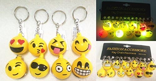 2 " Flashing Smile Face Keychain 1DZ-(STYLE MAY VARY)