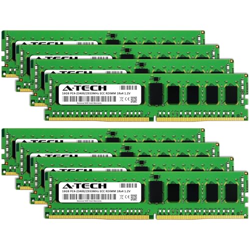Image of A-Tech 128GB Kit (8x16GB) DDR4 2933MHz PC4-23400 ECC RDIMM 1Rx4 Single Rank 1.2V ECC Registered DIMM 288-Pin Server & Workstation RAM Memory Upgrade Modules (A-Tech Enterprise Series)