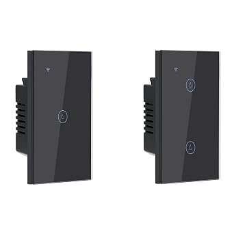 1 Gang and 2 Gang Smart Light Switch Black Bundle