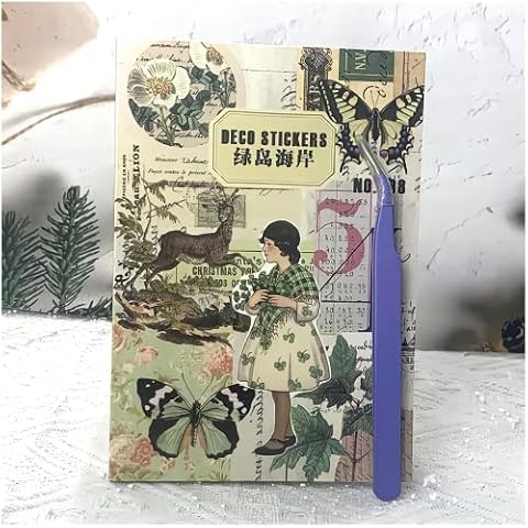 Dwpetzo Journaling Sticker Book for Adults,20 Sheets PET Transparent Aesthetic Scrapbook Stickers Ephemera for Junk Journals Supplies, Bujo, Planners Cover