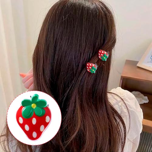 20 piezas Pinzas Mini Fresas Rojas para Cabello miniatura 5