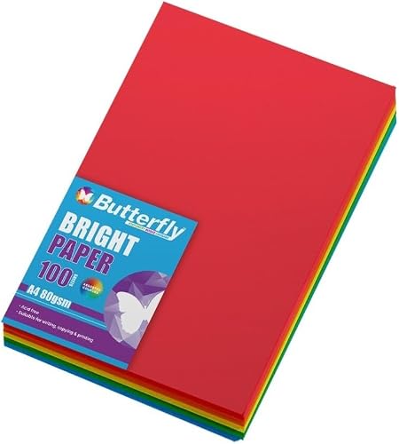 Belal Butterfly A4 80 GSM 100 Sheets Bright Mixed Paper