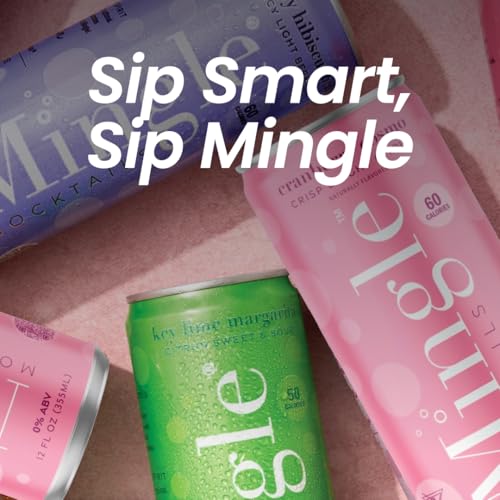 Mingle Mocktails Variety Pack, Canned Non-Alcoholic Drinks, Blackberry Hibiscus Bellini, Cranberry Cosmo, Key Lime Margarita, 12 fl. oz, 12 Packs