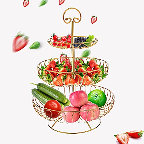 Cesta de frutas con tres soportes de hierro forjado en cuatro colores para eventos 6