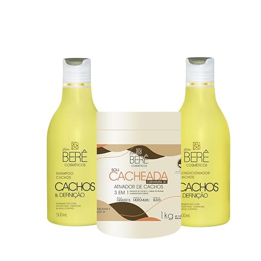 BELA BERÊ, Kit Bela Berê CACHOS Shampoo Condicionador e Ativador 3C 1kg