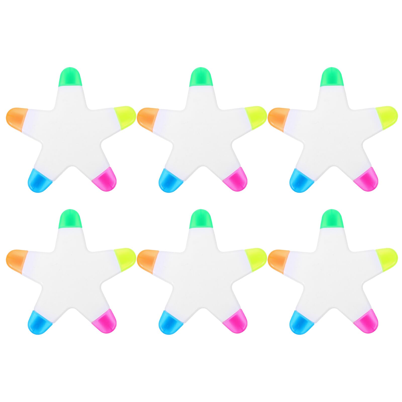 SHINEOFI 6 Pezzi Evidenziatori a Forma di Stella Colorati per Scuola e Ufficio, Pennarelli Fluorescenti Compatti in Plastica senza Sbavature, Stile Creativo e Giocoso
