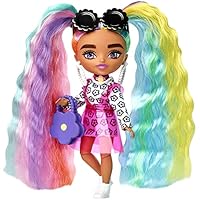 Barbie Extra Mini Vestido magaritas y coletas arcoíris Muñeca