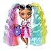 Barbie Extra Minis Doll #6 Wearing Flower Print Dress with Rainbow Hair, Doll Stand & Accessories Including Sunglasses & Purse, 5.5-inch