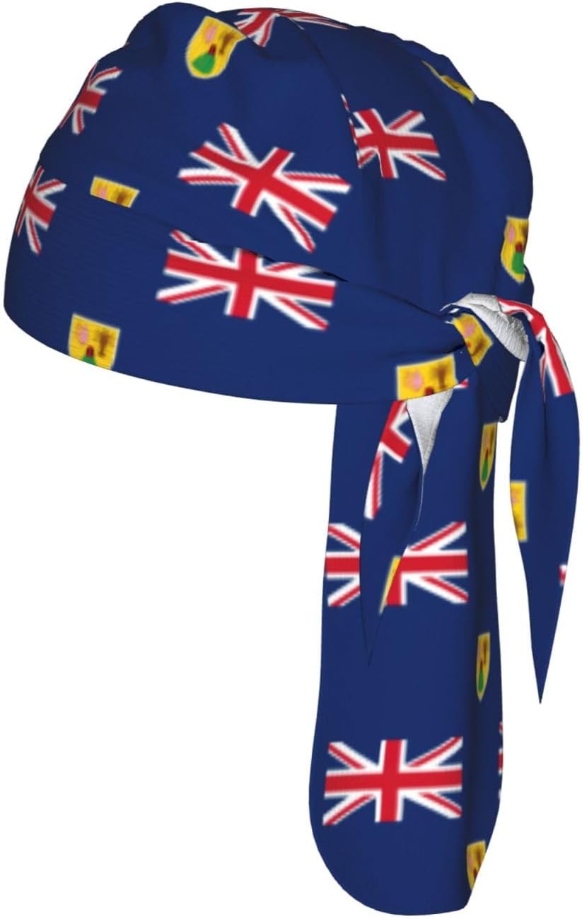Flag of The Turks and Caicos Islands Print Sport Headbands for Men and Women Quick Dry Head Bandana Non-Slip Head Wraps for Exercising Black