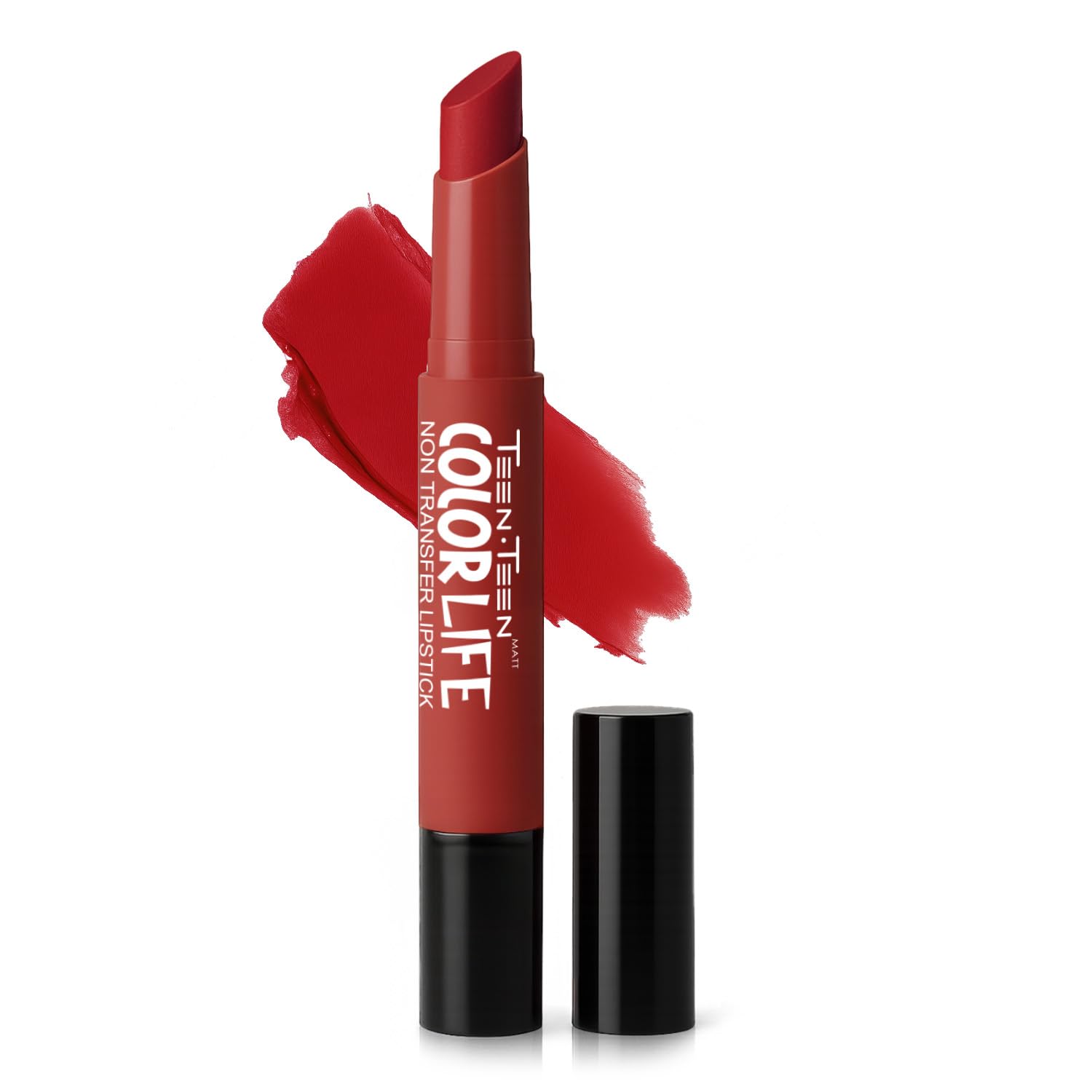 TEEN.TEEN Color Life Nontransfer Crayon Lipstick | Matte Finish with Built-in Primer | Waterproof & Long Lasting Lip Color | Smudge-Proof, Fade-Resistant Formula | Regal-Red, 2gm-image-46