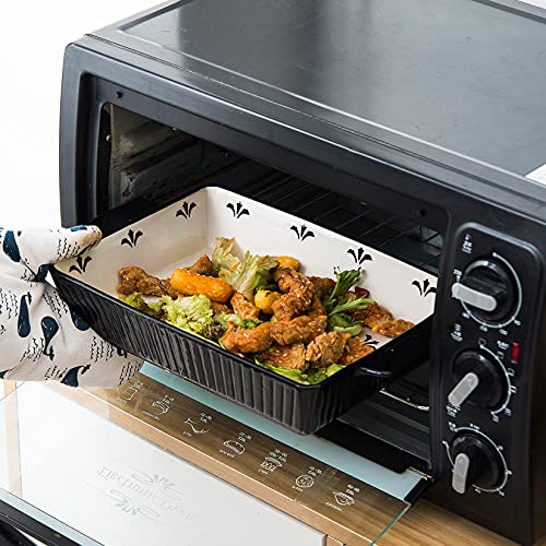 Baking Dish Casserole Dish 9x13 Baking Pan Ceramic Bakeware Sets Nonstick Lasagna Pan Baking Pan Set Baking Dishes for oven - Thumbnail 4