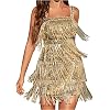 yardsong Womens Glitter Sequin Dress Tassels Fringe Nightclub Dress Sleeveless Slim Fit Sexy Tank Mini Dress