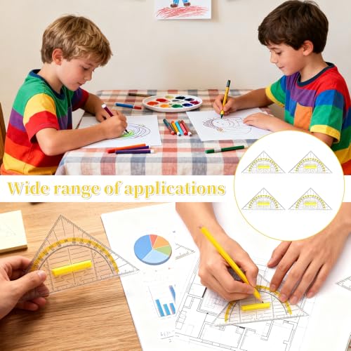 4 Stück Geodreieck mit Griff,Geodreieck Klein Groß,Geometrie Dreieck Aus Kunststoff,15.7cm Zeichendreieck Geeignet,Transparent Flexibel Zum Kreise Zeichnen für Studenten/Designer Büro Malerei Schule