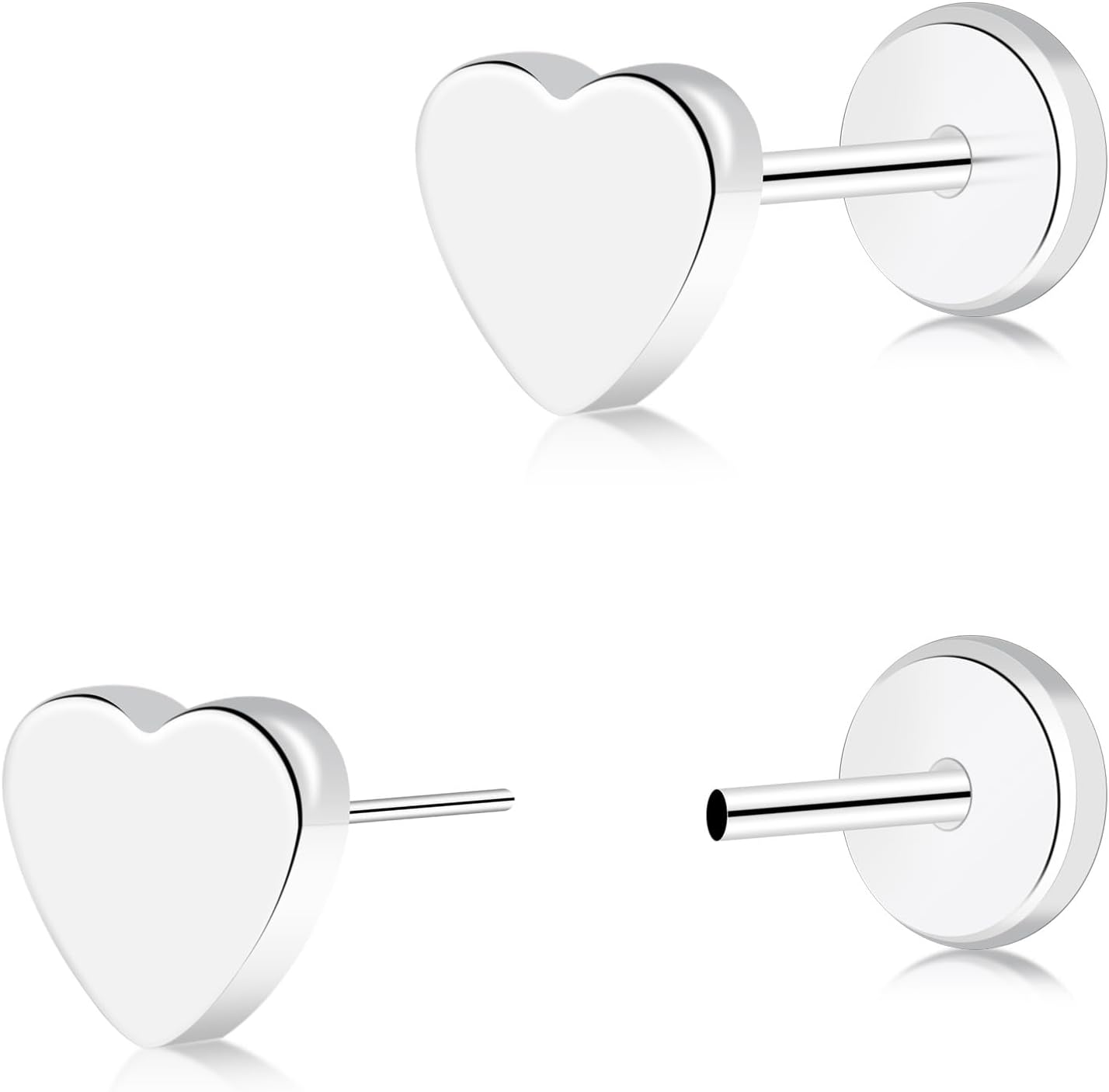 ZDE Women Earrings Threadless Flat Back Star Earrings Titanium Hypoallergenic Cartilage Non-Nickel Pink Push Back Earrings Studs for Sensitive Ears Simple Classic Earstuds