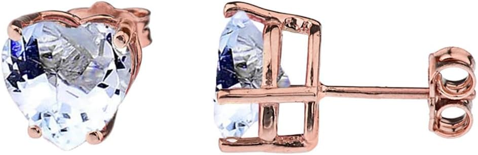 Solid 10k Rose Gold Heart-Shaped Personalized Birthstone Earrings